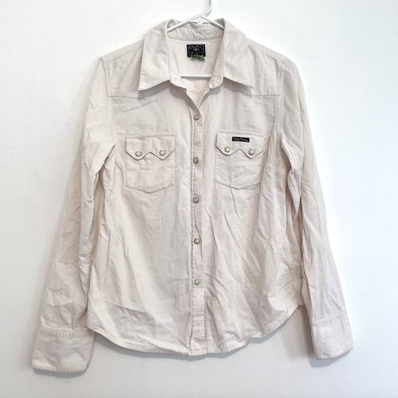 LUCKY BRAND White ish Corduroy Faux Pearl SNAP Western " Button Down " Shirt XL - Picture 1 of 16